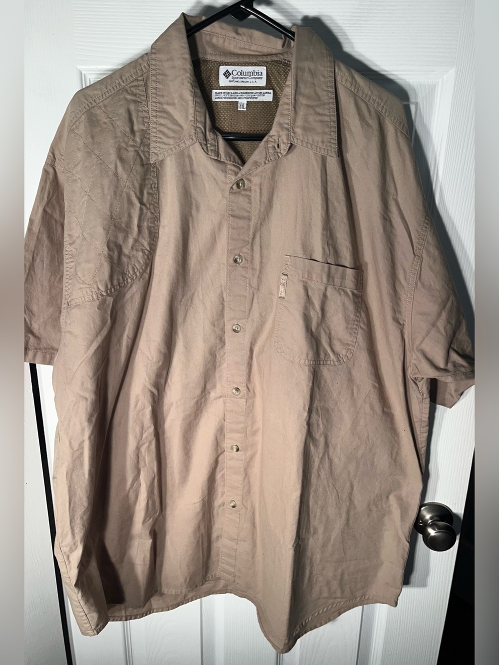 Columbia Fishing Shirt Men's XXL Button Short Sleeve Shirt Mesh Vintage Cotton